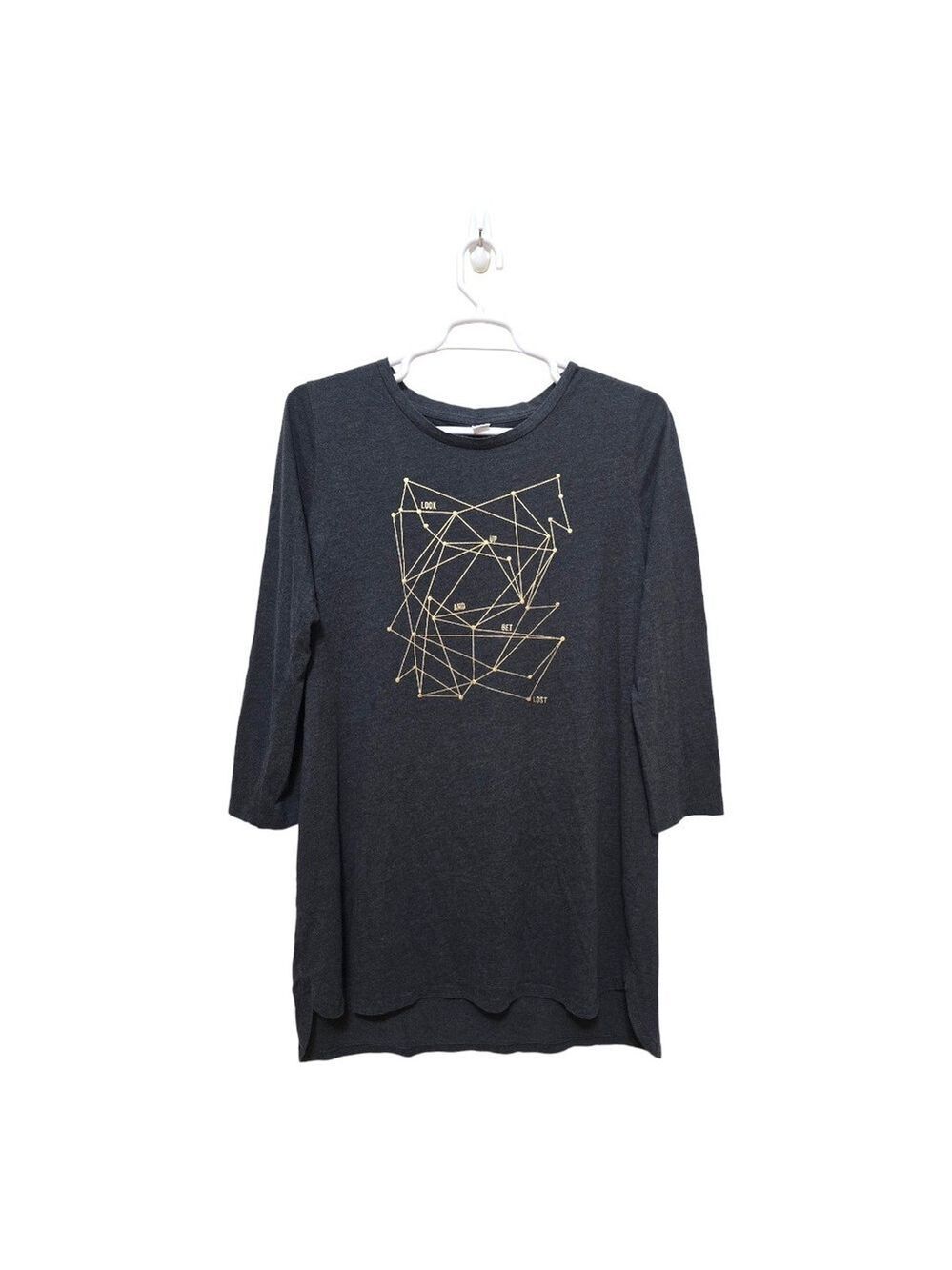 Old Navy Look Up And Get Lost Jersey Hi-Lo Sleep Tee Shirt In Dark Charcoal Sz L